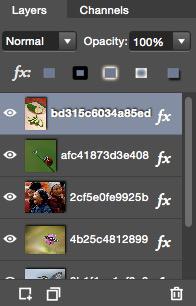 Панель Layers в PixelStyle Photo Editor со слоями, режимом смешивания и непрозрачностью