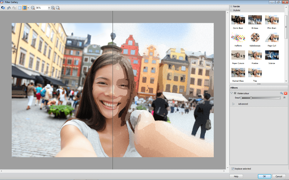 Filter Gallery в Serif PhotoPlus X8 с художественным фильтром