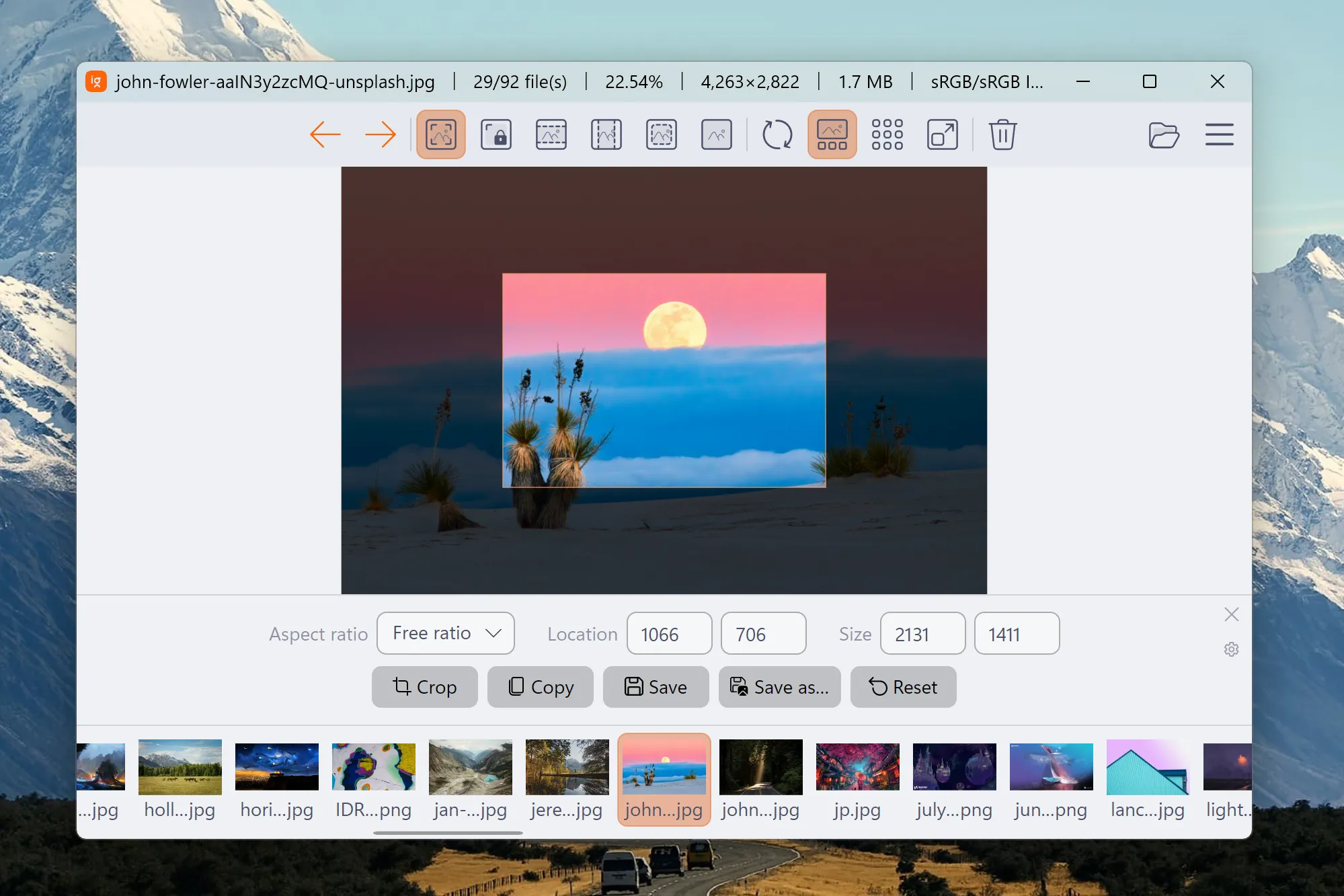 Инструмент обрезки в предварительной ImageGlass 10