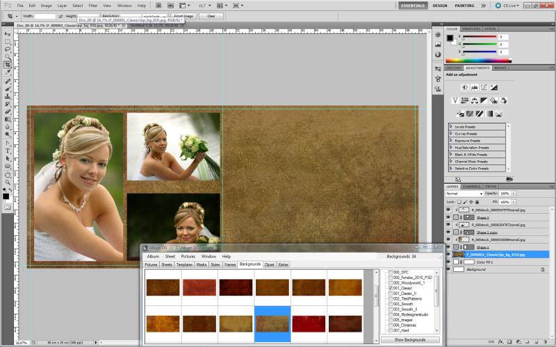 Выбор фона Album DS для разворота в Photoshop