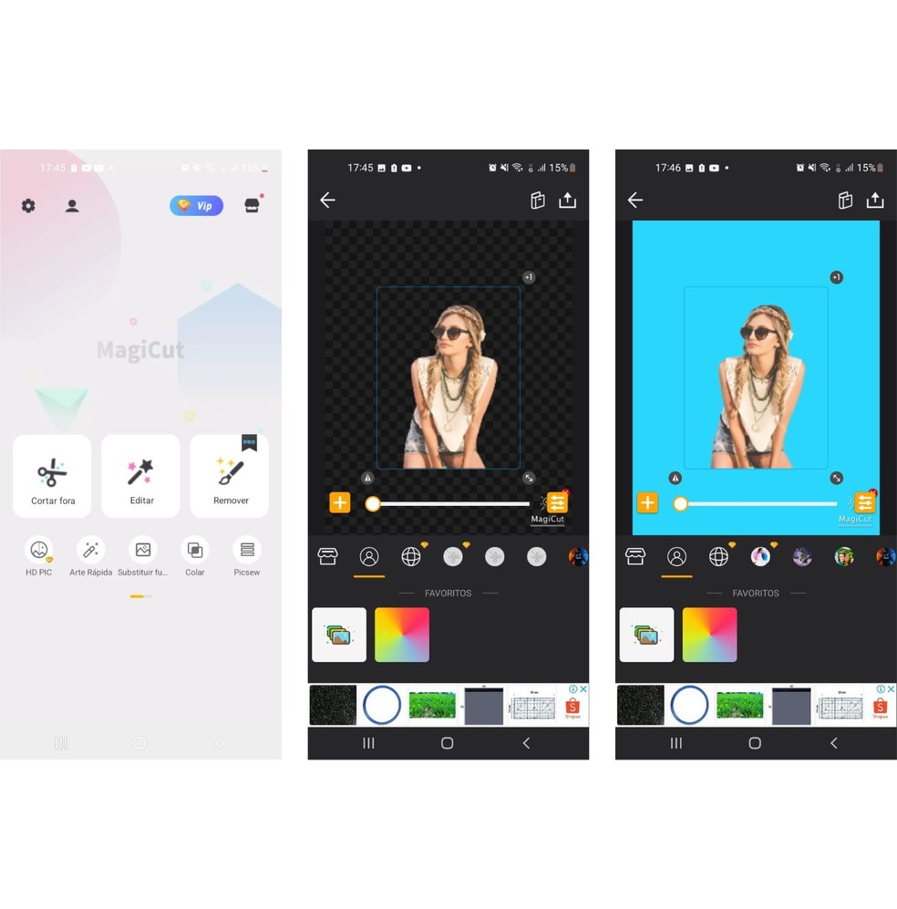 MagiCut на Android: стартовые инструменты, вырезанный объект на прозрачном фоне и новый фон