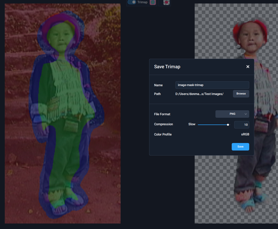 Диалог Save Trimap в Topaz Mask AI 1.3.x