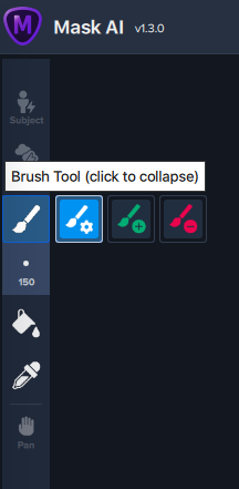 Панель Brush Tool в Topaz Mask AI с кистями Mask, Keep и Cut