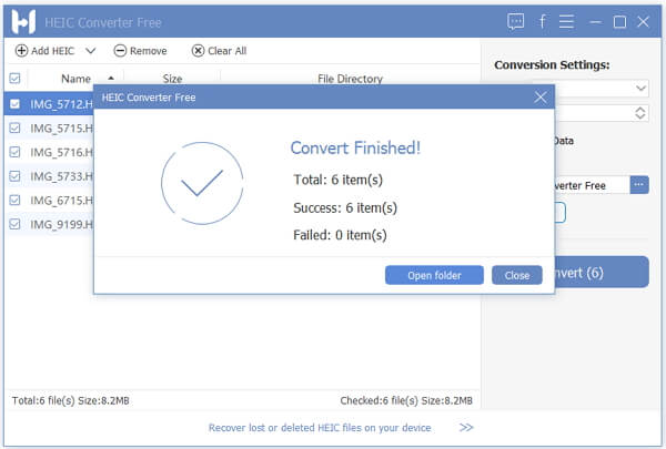 Диалог Convert Finished с количеством успешных и неудачных конвертаций