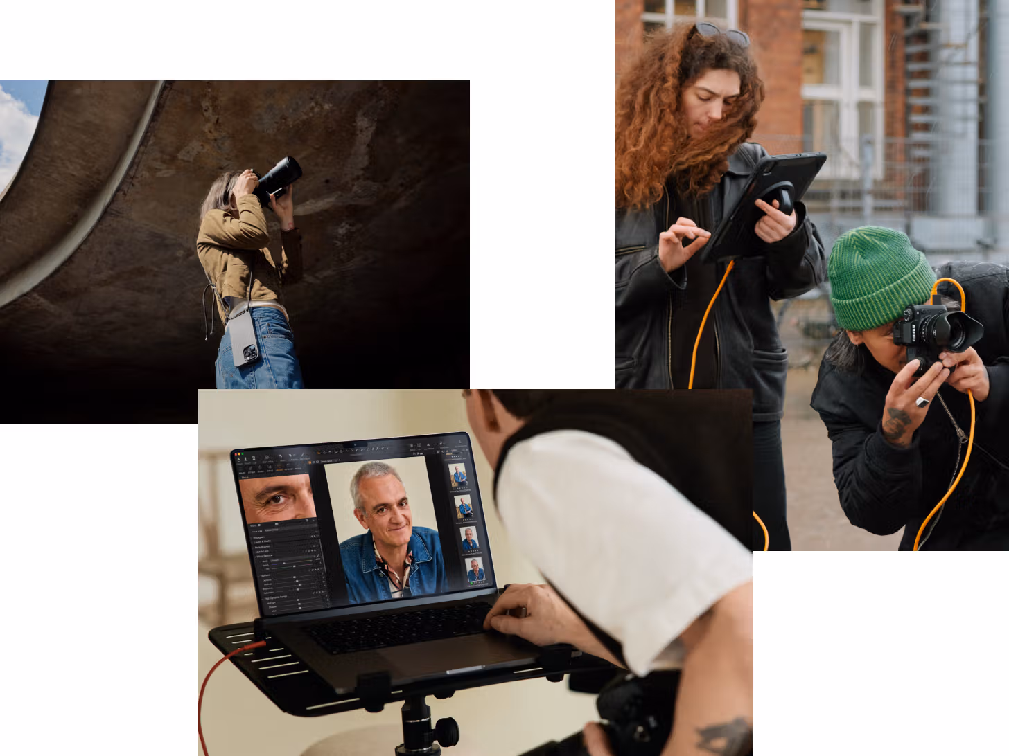 Работа фотографов с камерой и Capture One Pro во время съёмки