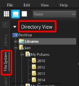 Просмотр папок в режиме File System программы AfterShot Pro