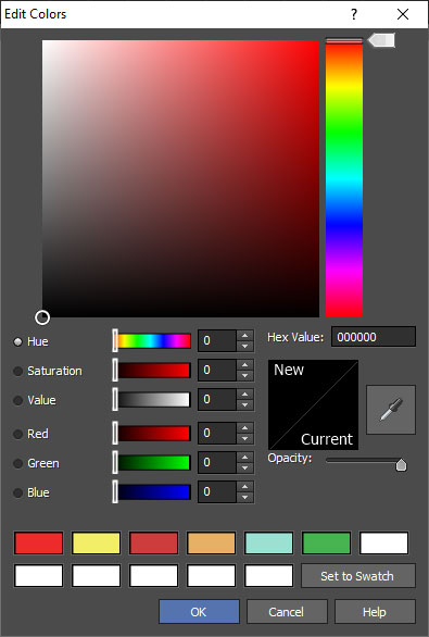 Диалог выбора цвета DrawPad с RGB, HSV, Hex, прозрачностью и пользовательскими образцами