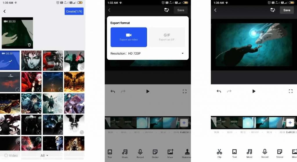 Выбор ролика, монтажная шкала и экспорт видео или GIF в FocoDesign