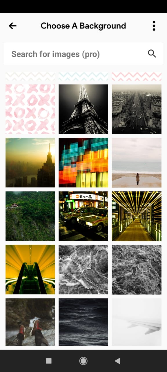 Экран Choose A Background в Fonteee с сеткой фоновых фотографий