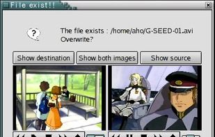 Диалог GImageView о существующем файле с предпросмотром источника и назначения