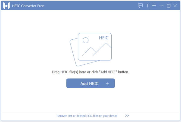 Стартовое окно FonePaw HEIC Converter Free с кнопкой Add HEIC