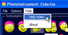 Меню Help в PhotoInstrument с пунктом Help Video