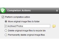 Панель Completion Actions в Fotosizer Professional