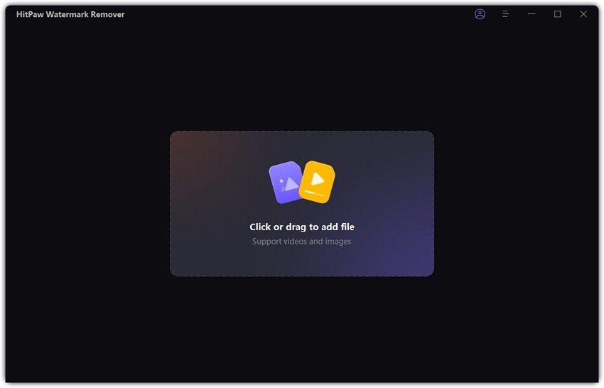 Главный экран HitPaw Watermark Remover с областью добавления файлов