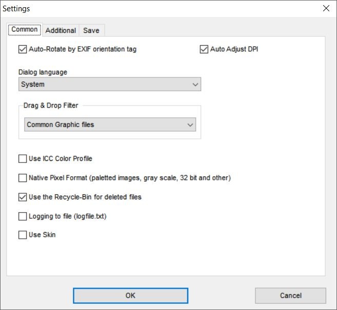 Общие настройки Able Batch Image Converter с автоповоротом EXIF языком ICC-профилем и журналированием