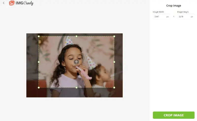 Интерфейс кадрирования фотографии в Image Candy