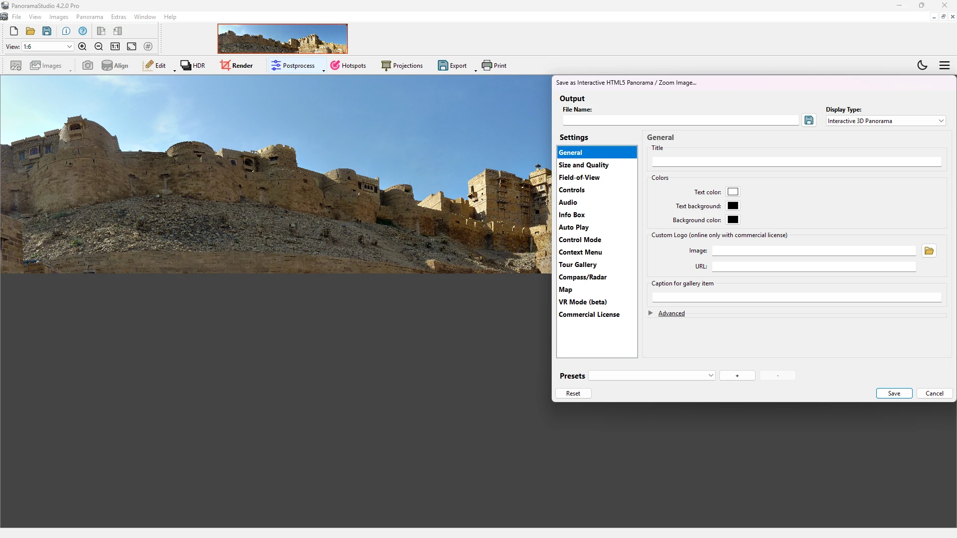 PanoramaStudio 4 Pro: параметры экспорта интерактивной HTML5-панорамы