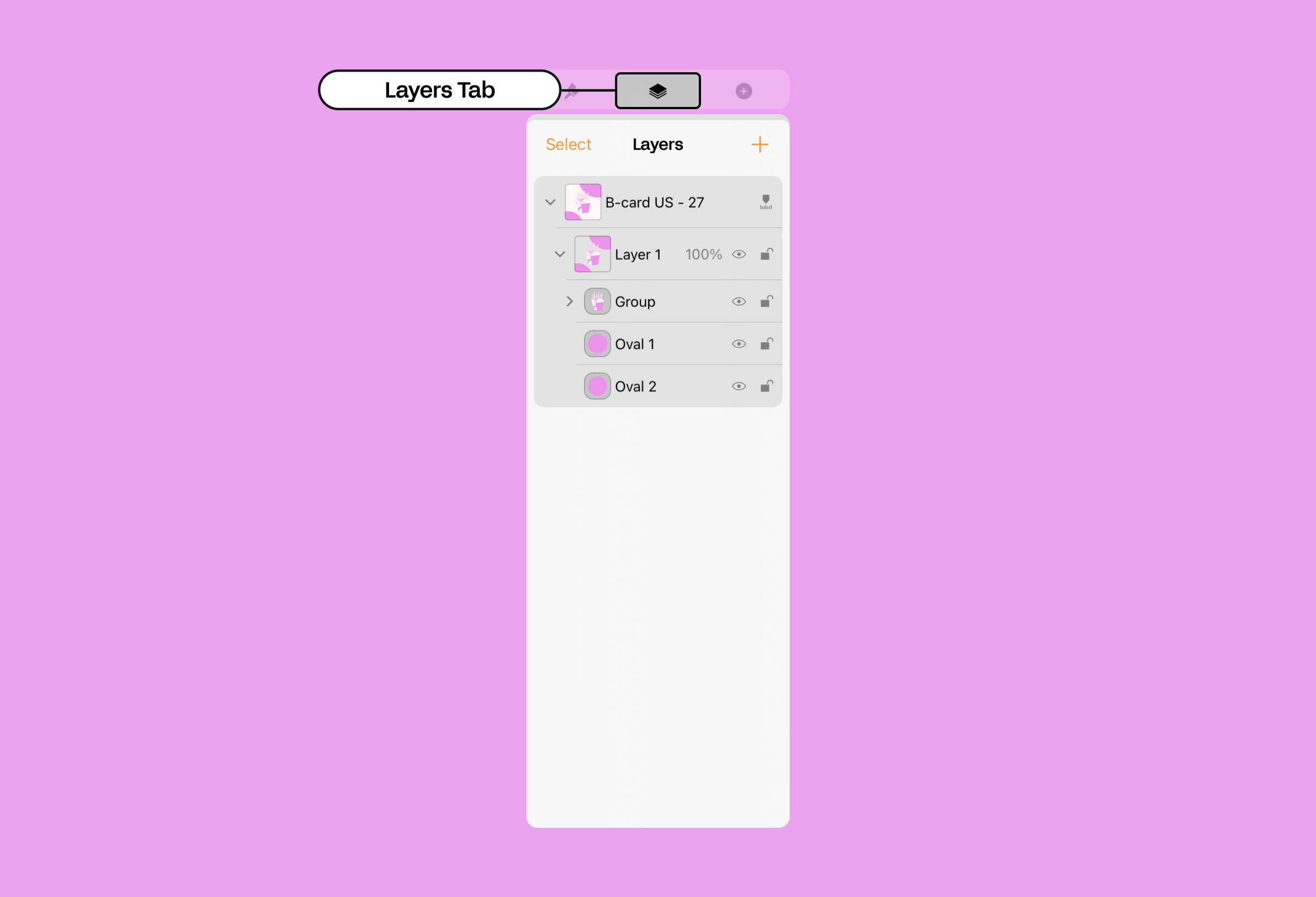 Панель Layers в Linearity Curve с иерархией слоёв и групп