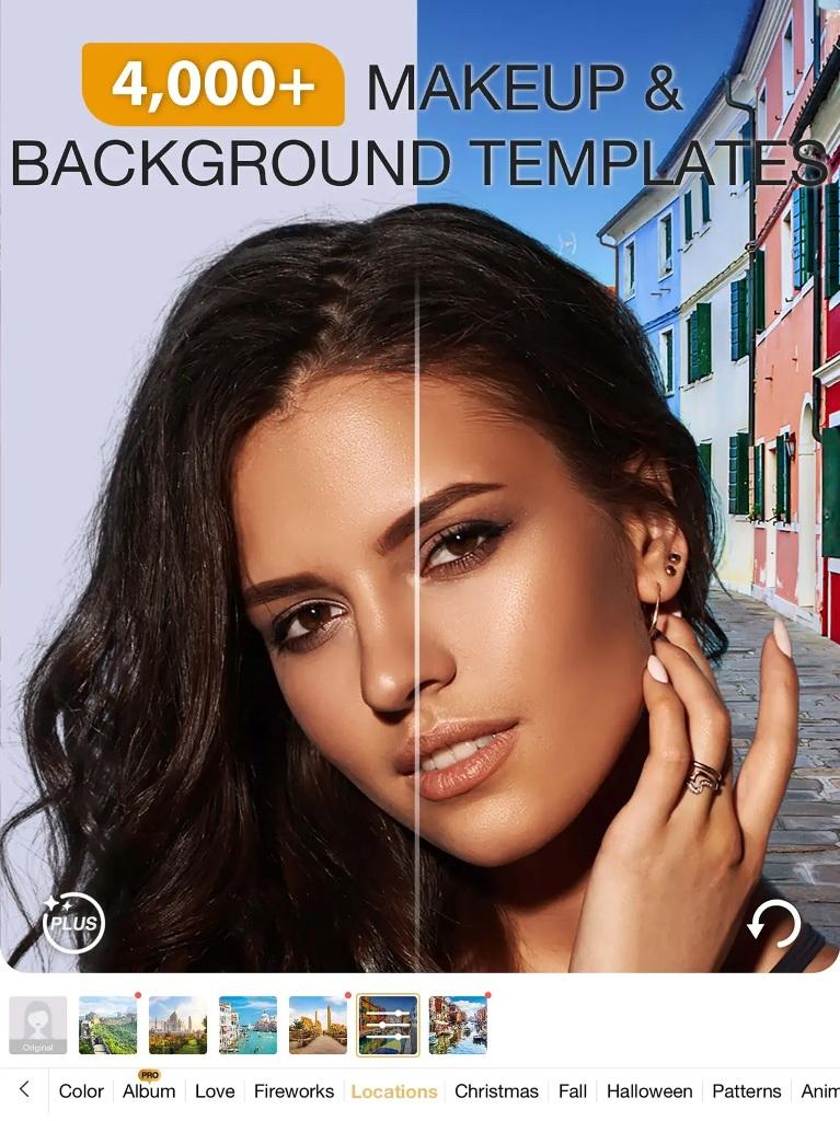 Perfect365 с выбором фоновых шаблонов и тематических коллекций
