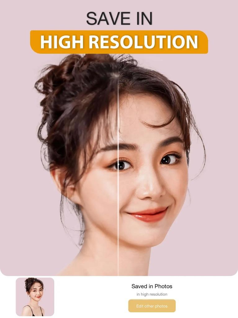 Экран Perfect365 после сохранения фотографии в высоком разрешении