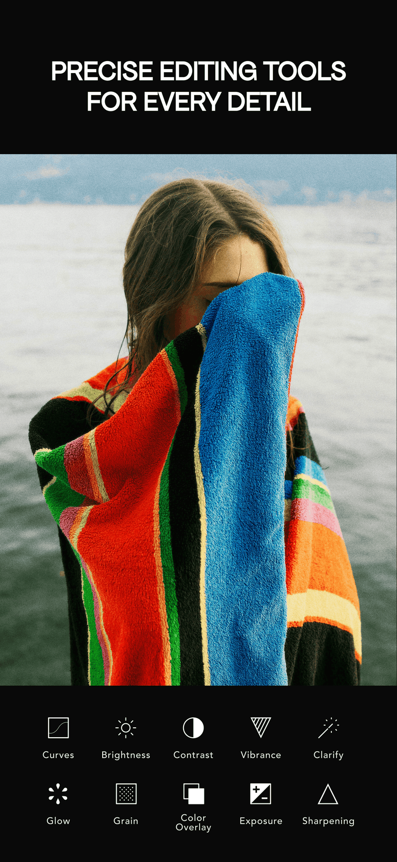 Панель точных корректировок Afterlight с кривыми, яркостью, контрастом и зерном