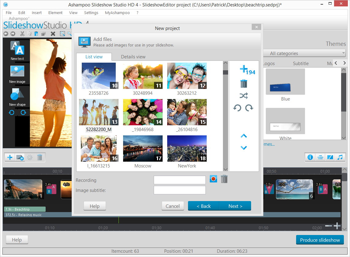 Добавление нескольких фотографий в Ashampoo Slideshow Studio HD 4