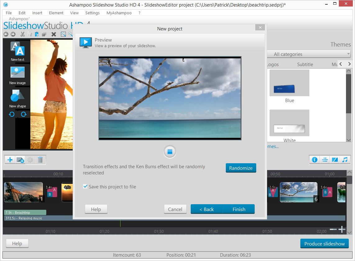 Предварительный просмотр слайд-шоу в Ashampoo Slideshow Studio HD 4