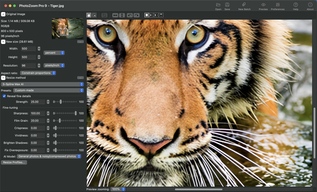 Интерфейс PhotoZoom Pro 9 на macOS в темном режиме