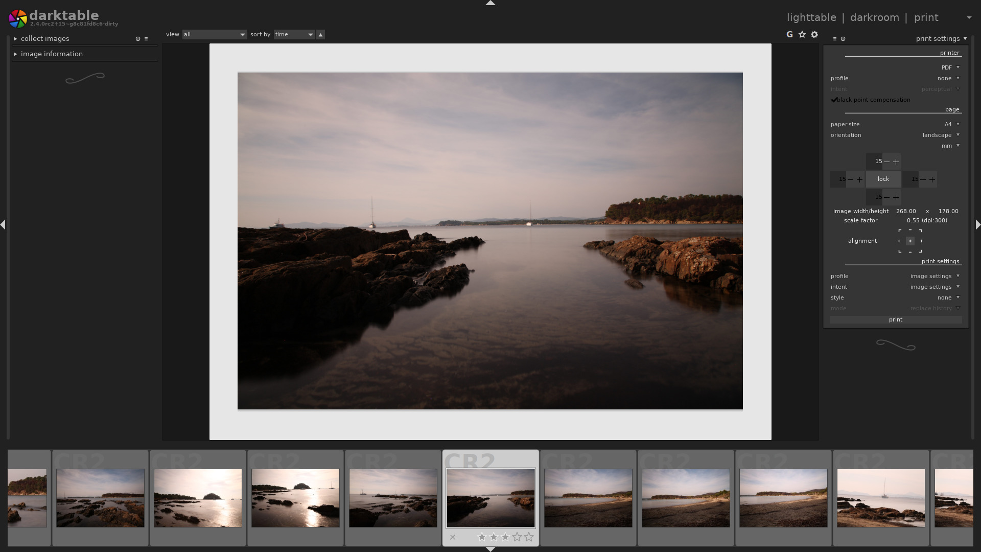 Макет печати фотографии в Darktable