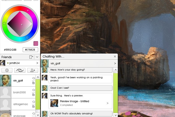 Отправка художественных ресурсов через сообщения PaintLink