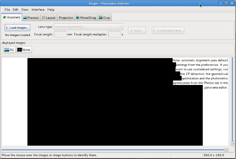 Окно Hugin в режиме Simple с вкладкой Assistant