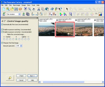 The Panorama Factory: этап Control image quality с настройками коррекции исходных кадров