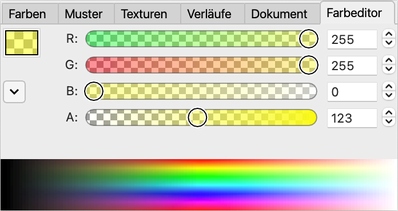 Редактор цвета PhotoLine 25 с каналами RGB и прозрачностью