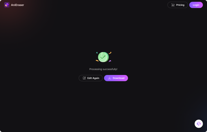 Экран AniEraser после завершения обработки с кнопками Edit Again и Download