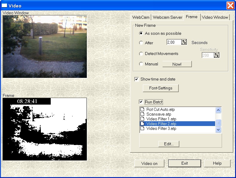 Модуль WebCam в PicMaster с видеокадром, детектором движения и пакетной обработкой