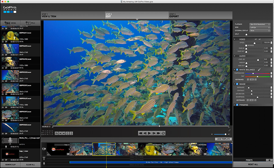 GoPro Studio на Mac: монтаж клипов и панель коррекции изображения