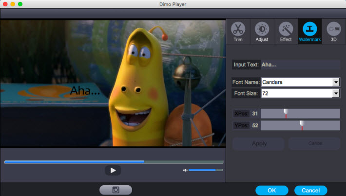 Добавление текстового водяного знака в Dimo HD Video Converter