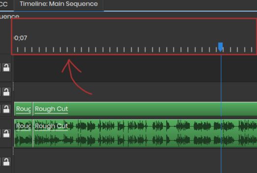Таймлайн Olive Video Editor 0.2 в открытом интерфейсе редактора