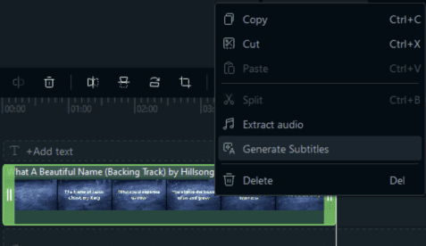 Команда Generate Subtitles в EaseUS Video Editor