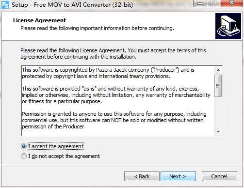 Лицензионное соглашение Free MOV to AVI Converter 1.12