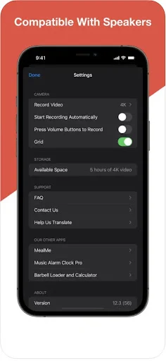 Экран настроек Mideo с 4K, автоматическим стартом, сеткой и доступным местом