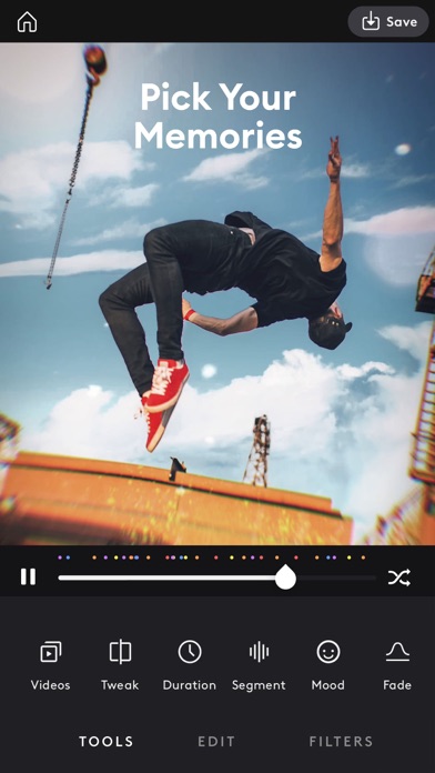 Раздел Tools в Beatleap с параметрами Videos, Tweak, Duration, Segment, Mood и Fade
