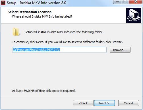 Выбор каталога установки Inviska MKV Info 8.0 в Windows