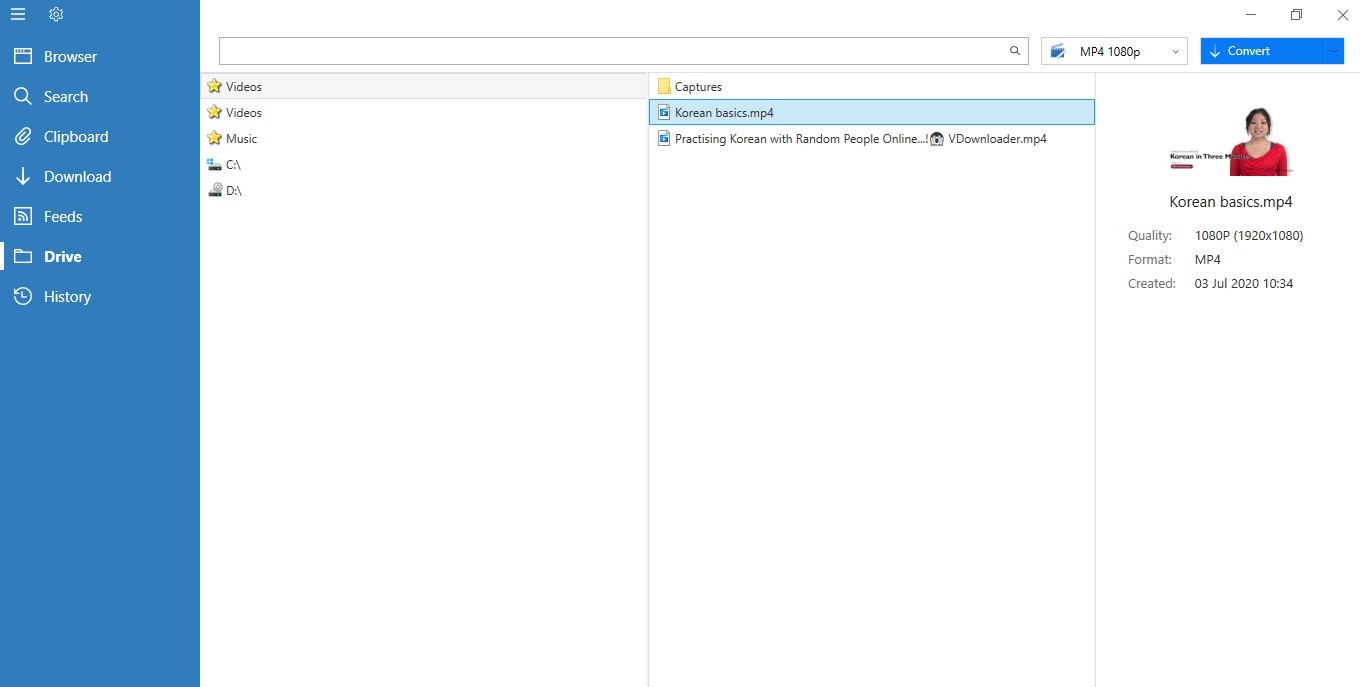 Раздел Drive и конвертация локальных файлов в VDownloader 5