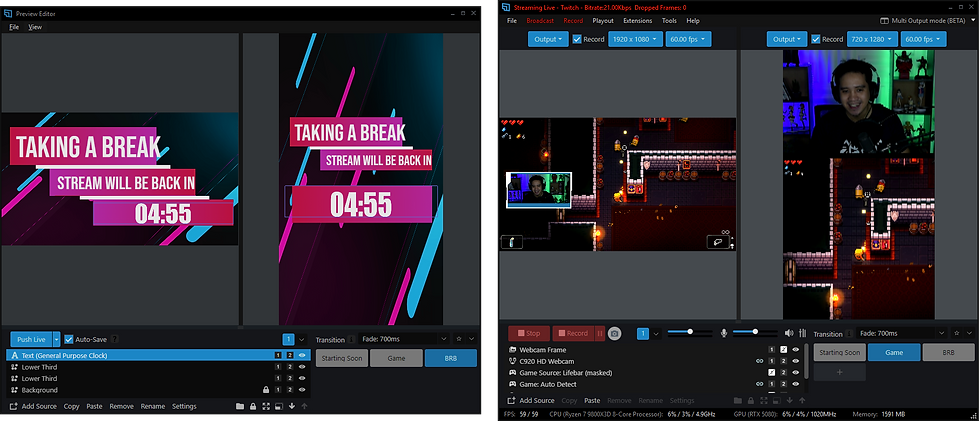 Preview Editor в XSplit Broadcaster 4.6 для подготовки сцены перед отправкой в эфир