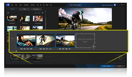 Раскадровка и медиатека CyberLink ActionDirector 3