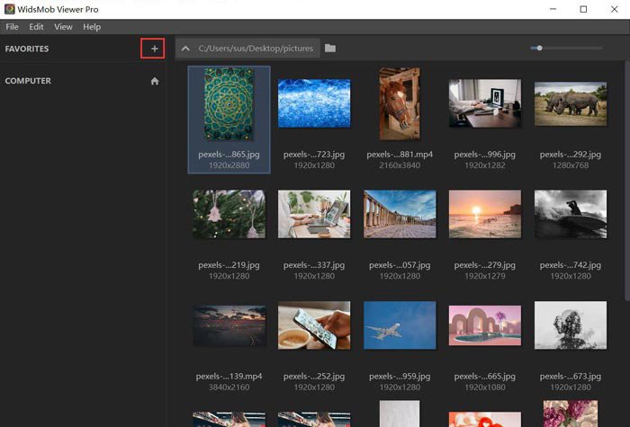 Добавление папки в Favorites в WidsMob Viewer Pro
