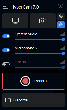 Режим записи звука HyperCam 7 с System Audio и Microphone