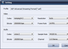 Настройка кодека, битрейта, разрешения и частоты кадров в Aneesoft Video Converter Pro 3.6
