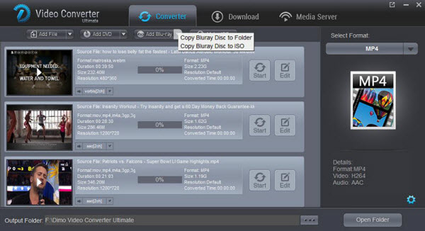Dimo Video Converter Ultimate с меню копирования Blu-ray в папку или ISO